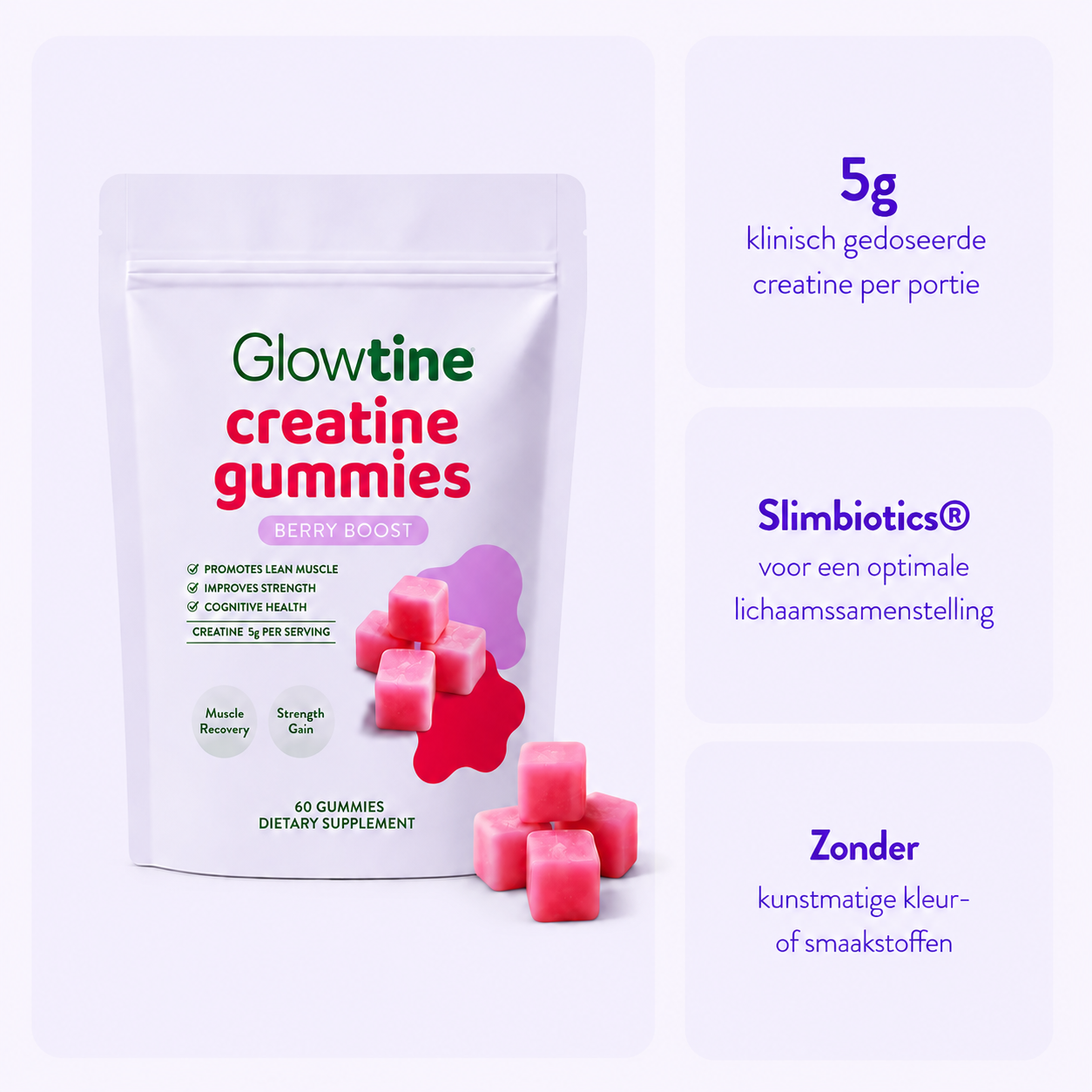 Glowtine™ Creatine Gummies (Geen Bulk of Bloating)