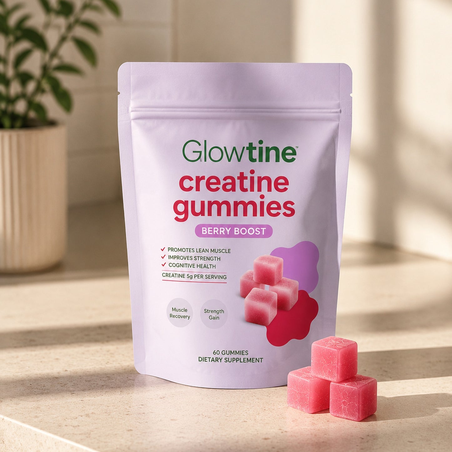 Glowtine™ Creatine Gummies (Geen Bulk of Bloating)
